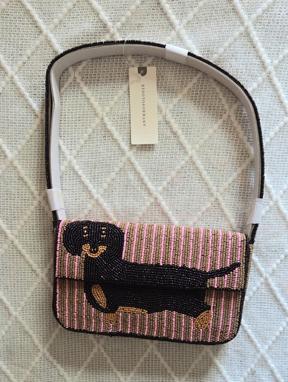 Anthropologie The Fiona Beaded Bag Animal Edition Dachshund